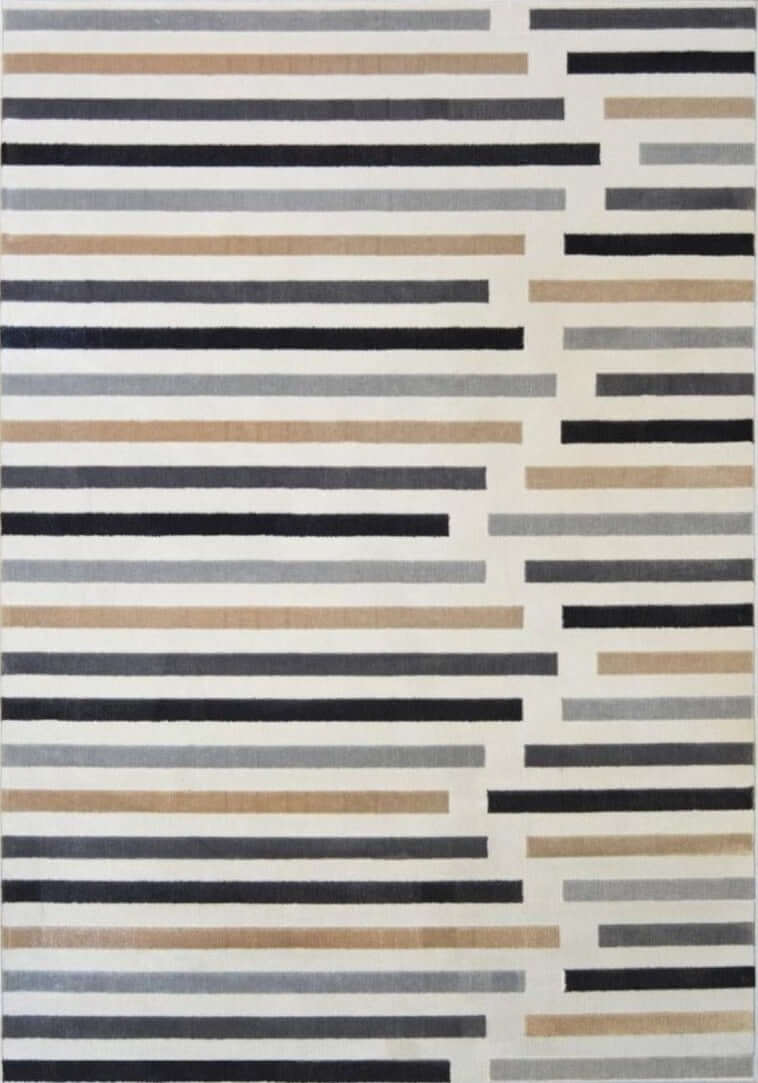 Abstract Multicolour Stripe Polyester Modern Rug