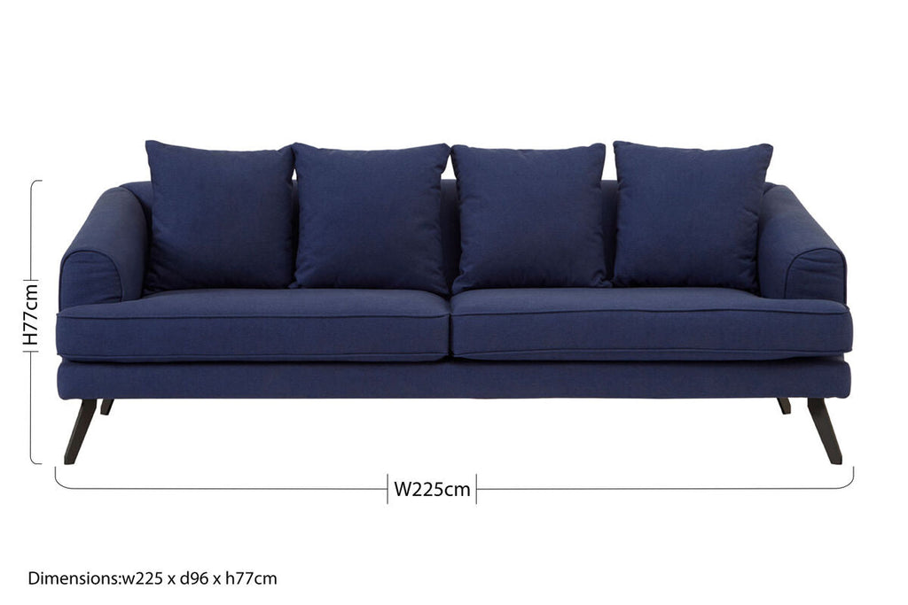 3 Seat Navy Fabric Sofa, Mylo