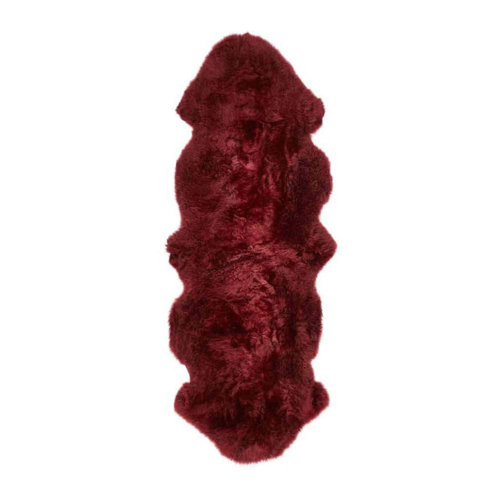 Genuine Berry Red Sheepskin Fur Rug