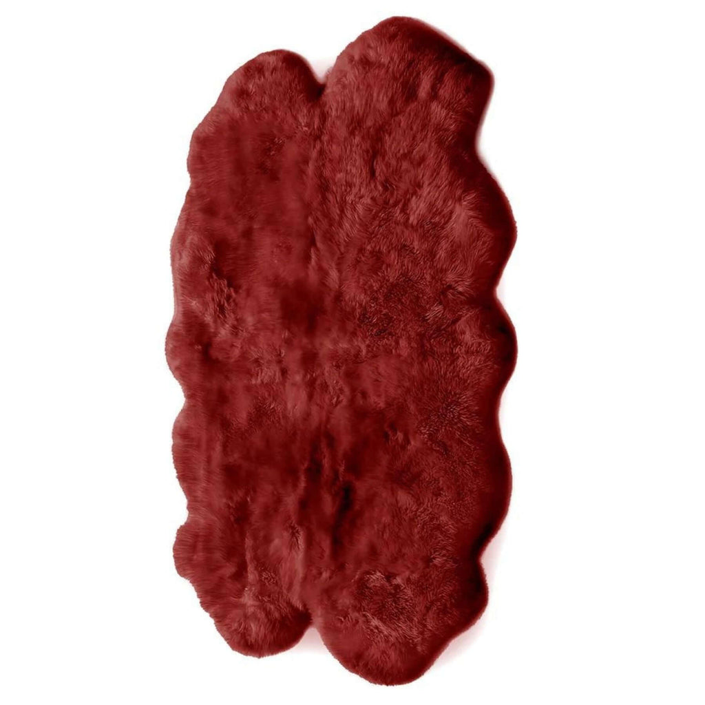 Genuine Berry Red Sheepskin Fur Rug
