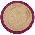 Bordered Raspberry Jute Natural Contemporary Rug