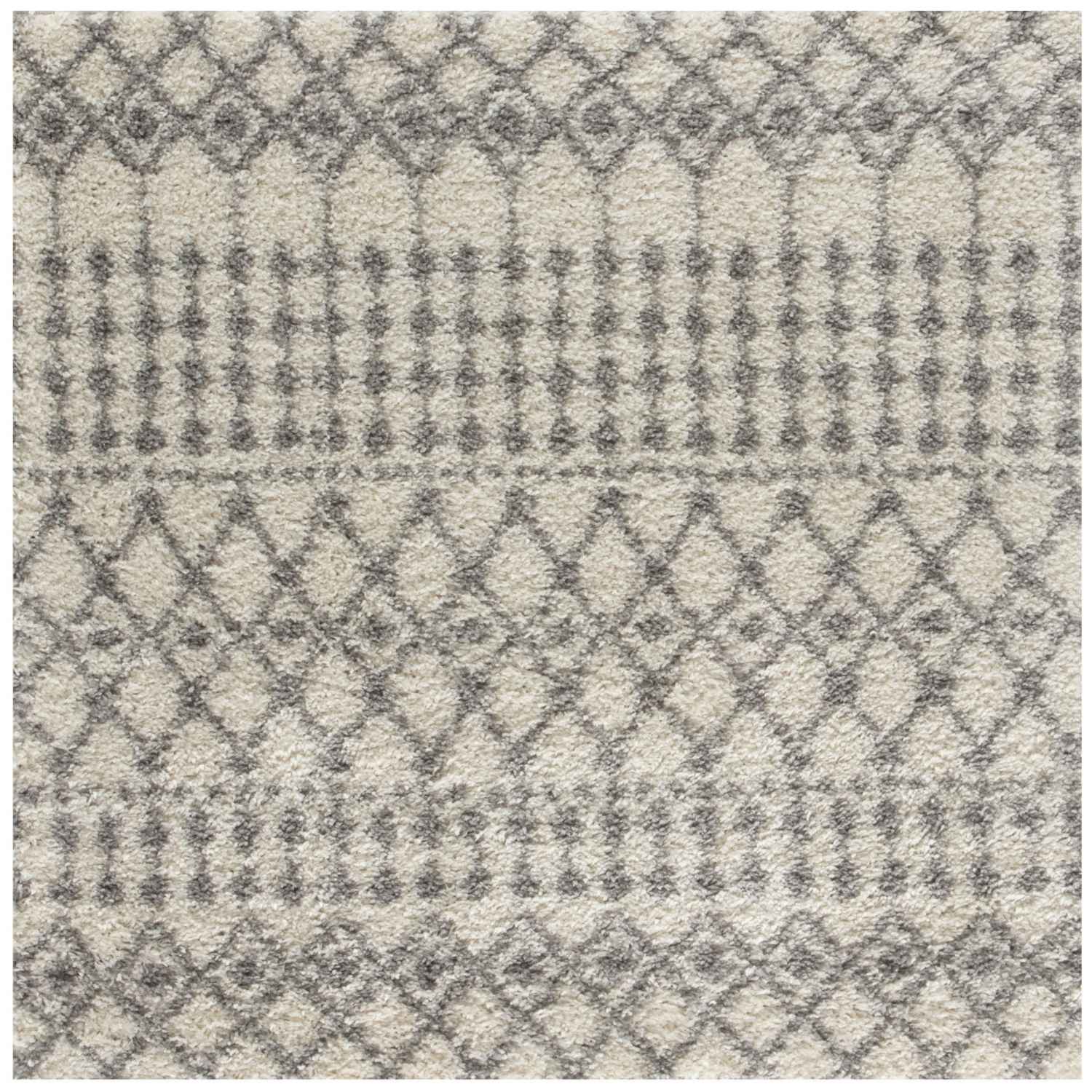 Moroccan Ivory Grey Shaggy Rug