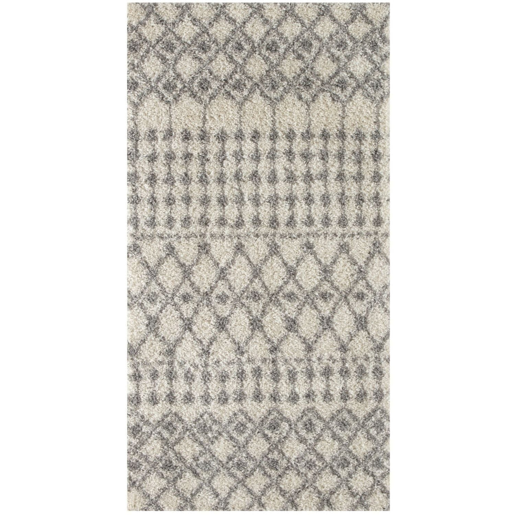 Moroccan Ivory Grey Shaggy Rug