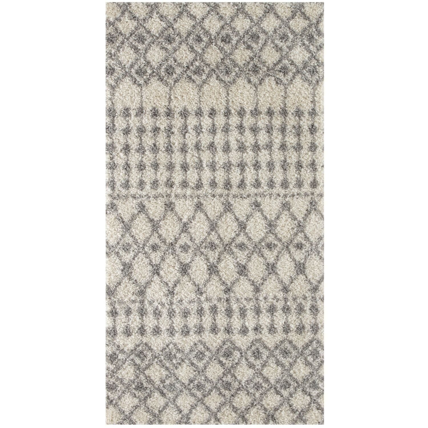 Moroccan Ivory Grey Shaggy Rug
