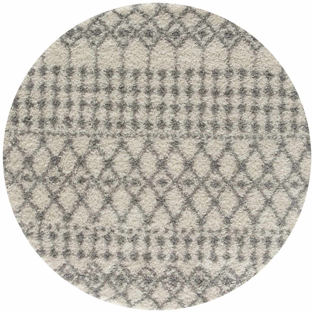 Moroccan Ivory Grey Shaggy Rug