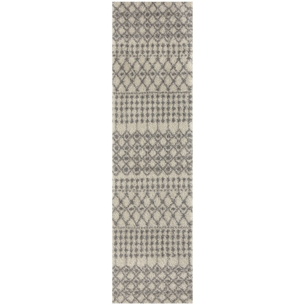 Moroccan Ivory Grey Shaggy Rug