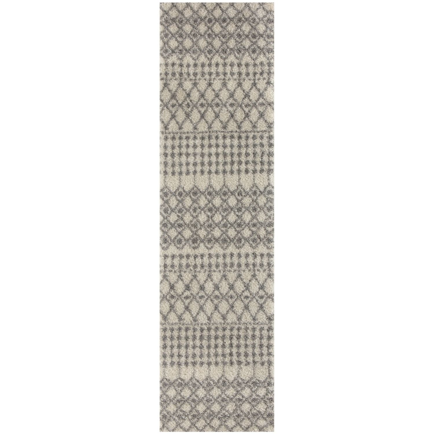 Moroccan Ivory Grey Shaggy Rug