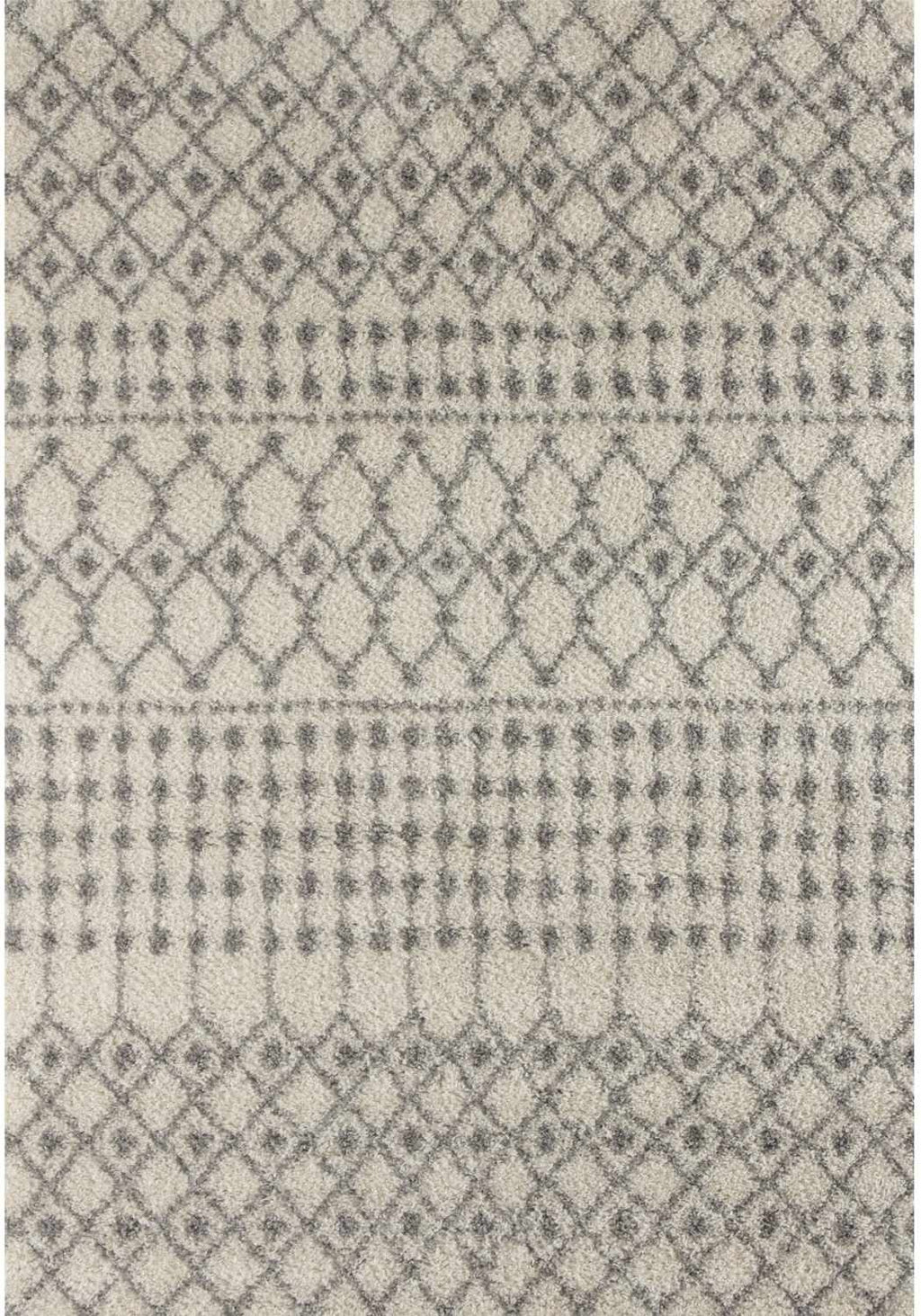 Moroccan Ivory Grey Shaggy Rug