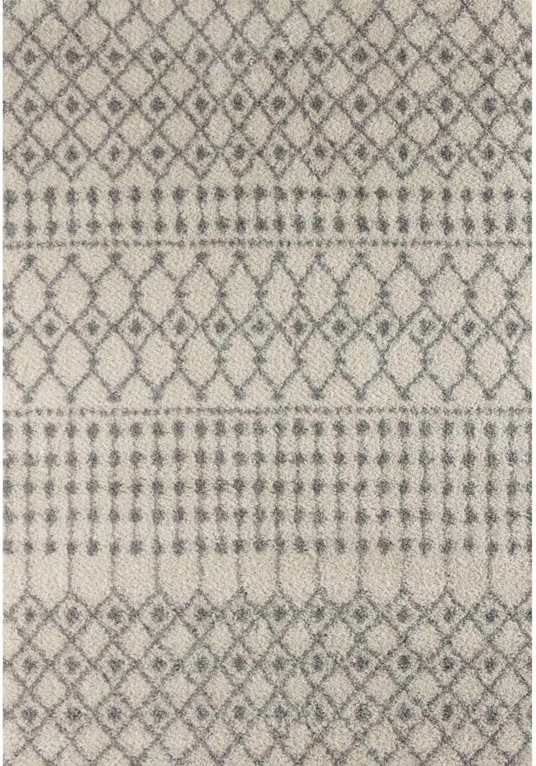 Moroccan Ivory Grey Shaggy Rug