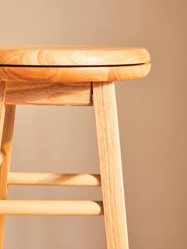 Chester Natural Hevea Wood Revolving Bar Stool