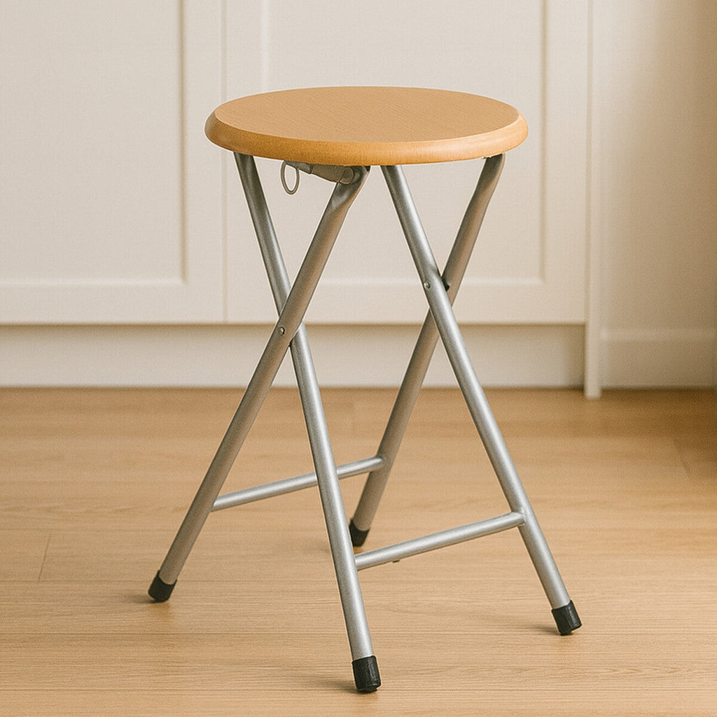Hinata Folding Stool With Wood Veneer Seat