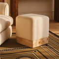 Mota Burl Wood & Cream Boucle Square Stool