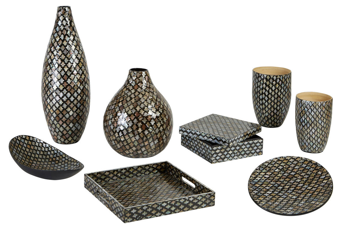 Occo Mosaic Droplet Bamboo Gold Vase