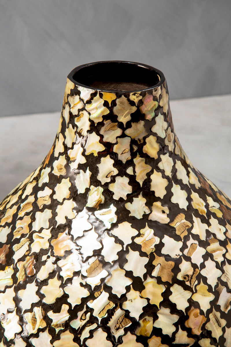 Occo Mosaic Bottle Black Moroccan Vase