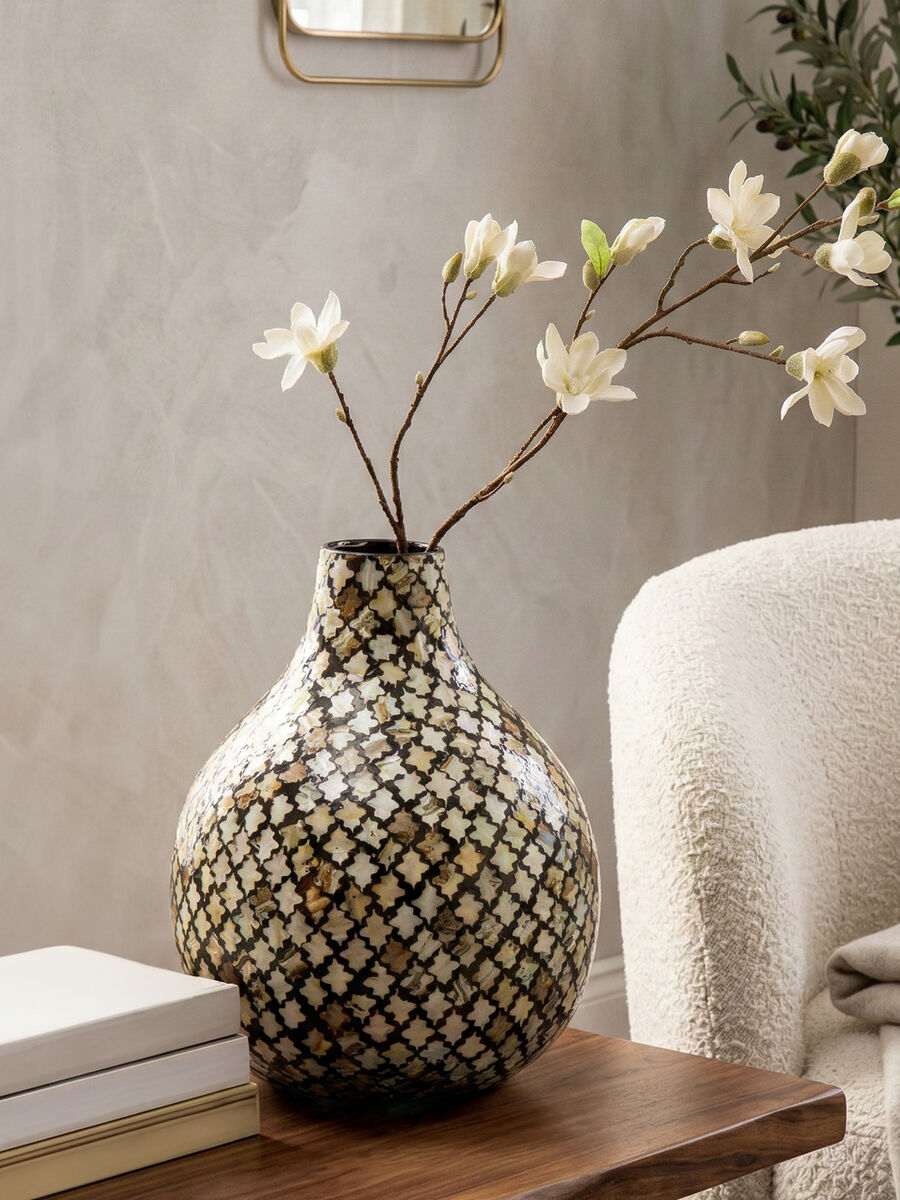 Occo Mosaic Bottle Black Moroccan Vase