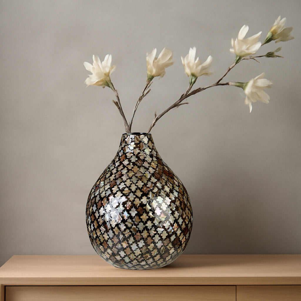 Occo Mosaic Bottle Black Moroccan Vase