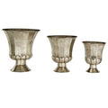 Reza Set Of 3 Antique Silver Planters