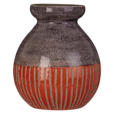 Nova Orange Earthenware Grey Vase