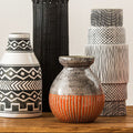 Nova Orange Earthenware Grey Vase