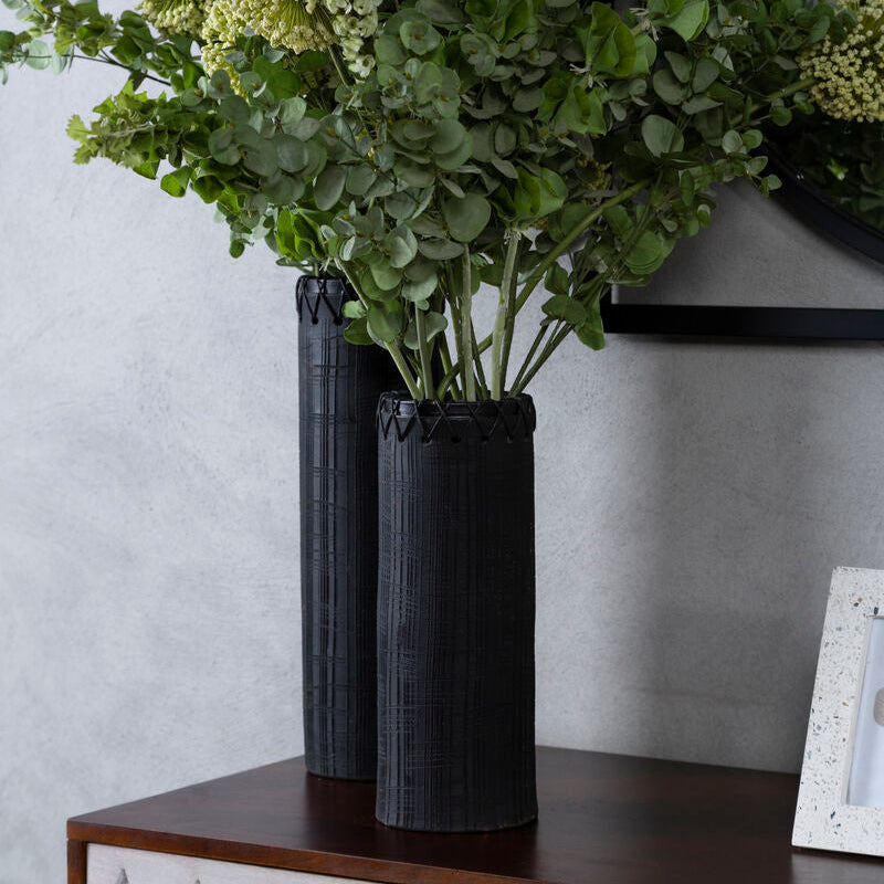 Conic Small Earthenware Black Vase