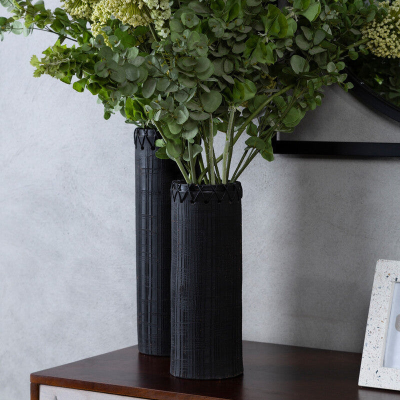 Conic Large Earthenware Black Modern Vase
