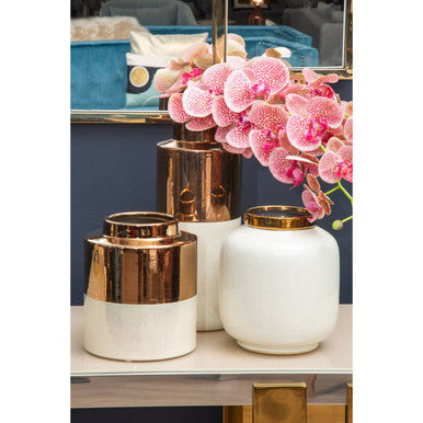 Stellar Small Metal White Vase