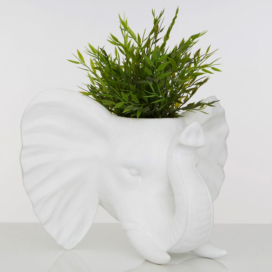 Boho Elephant White Bohemian Planter
