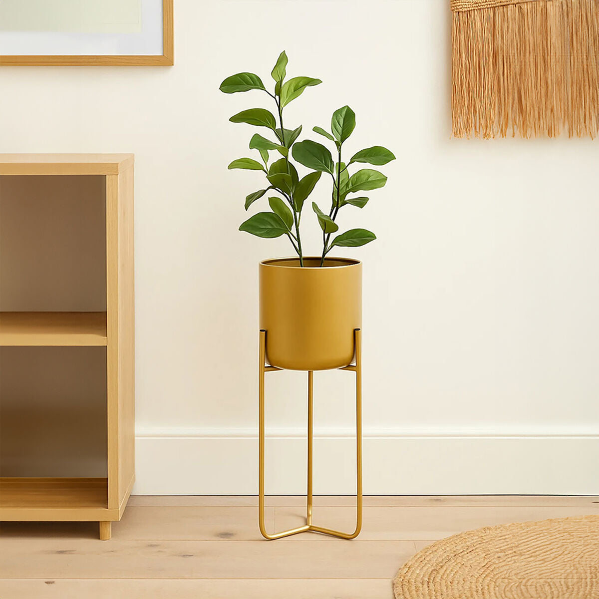 Avento Large Gold Floor Planter