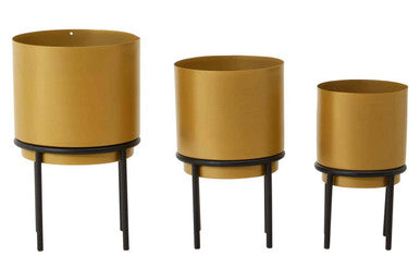 Avento Set Of Three Gold Planters