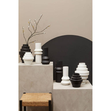 Fabia Black Small Step Design Vase