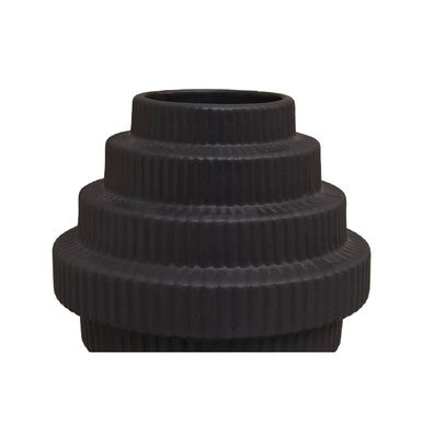 Fabia Black Small Step Design Vase