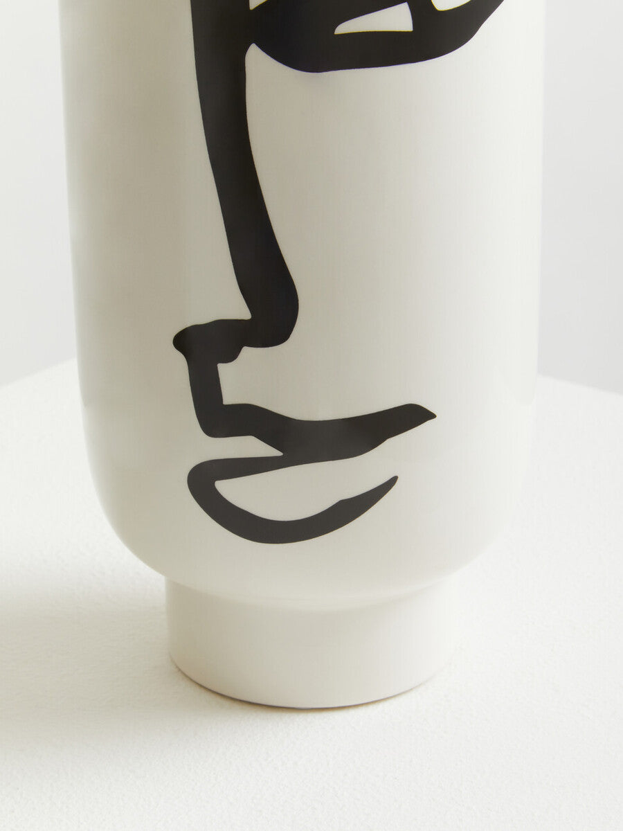 Viso Large Black & White Face Vase
