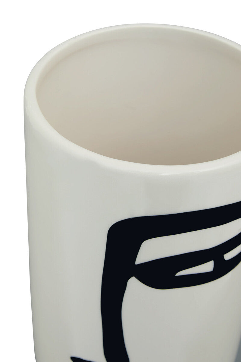 Viso Large Black & White Face Vase