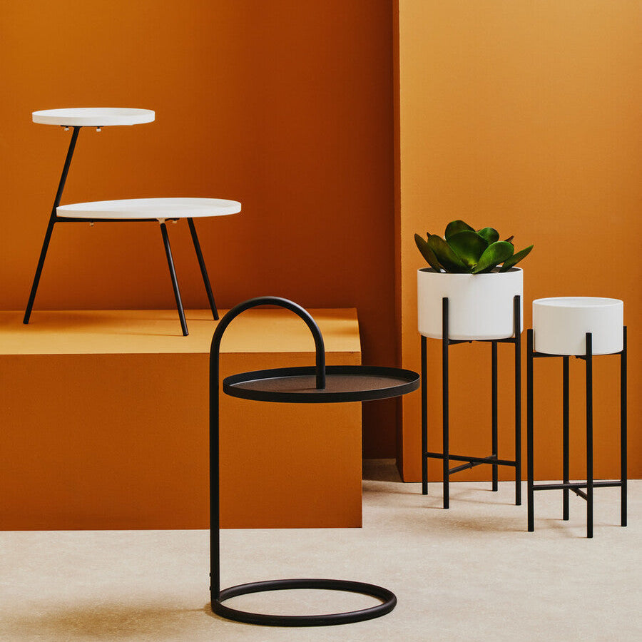 Trosa Small White & Black Floor Standing Planter