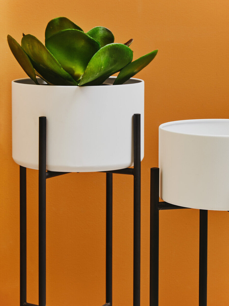 Trosa Small White & Black Floor Standing Planter