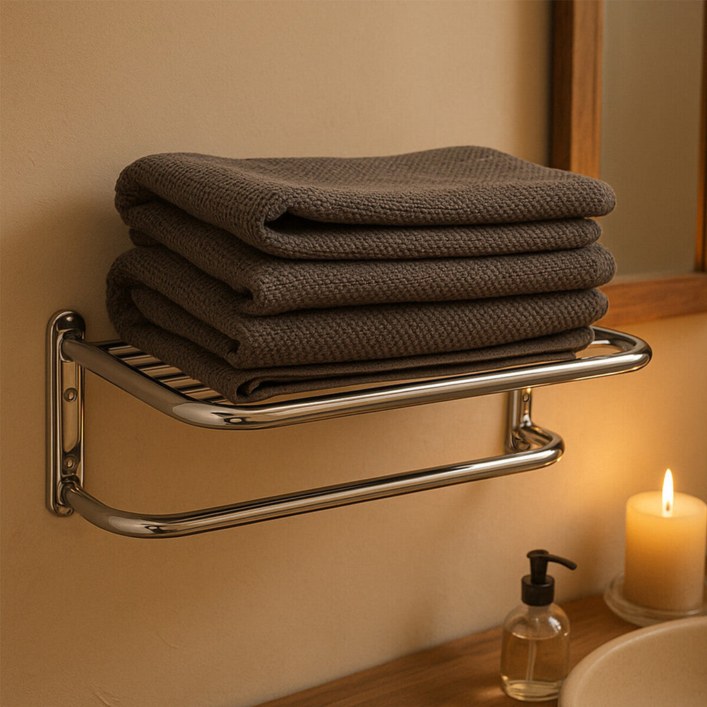 Dara Chrome Wall Mountable Towel Shelf
