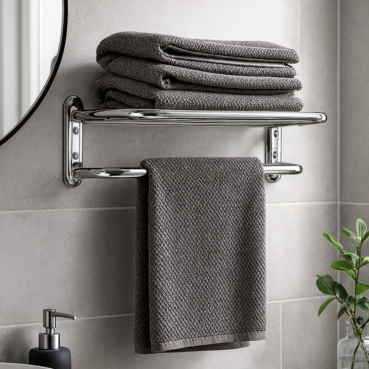 Dara Chrome Wall Mountable Towel Shelf