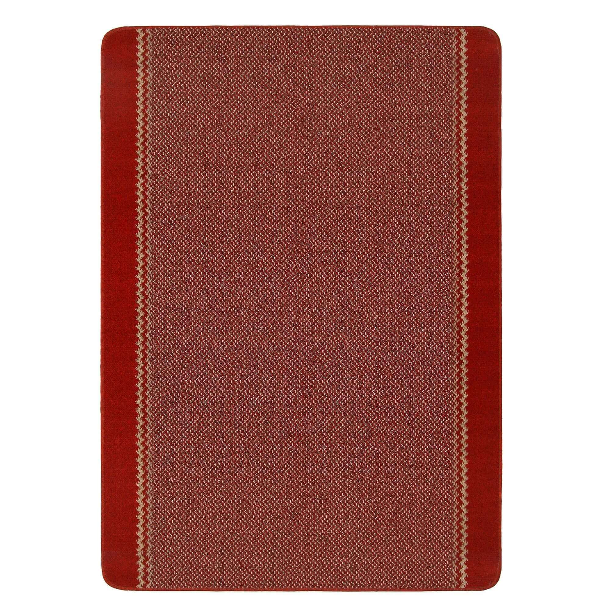 Washable Designer Bordered Red Rug