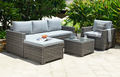 Marbella Grey 5 Seat Chaise Garden Sofa & Armchair Lounge Set