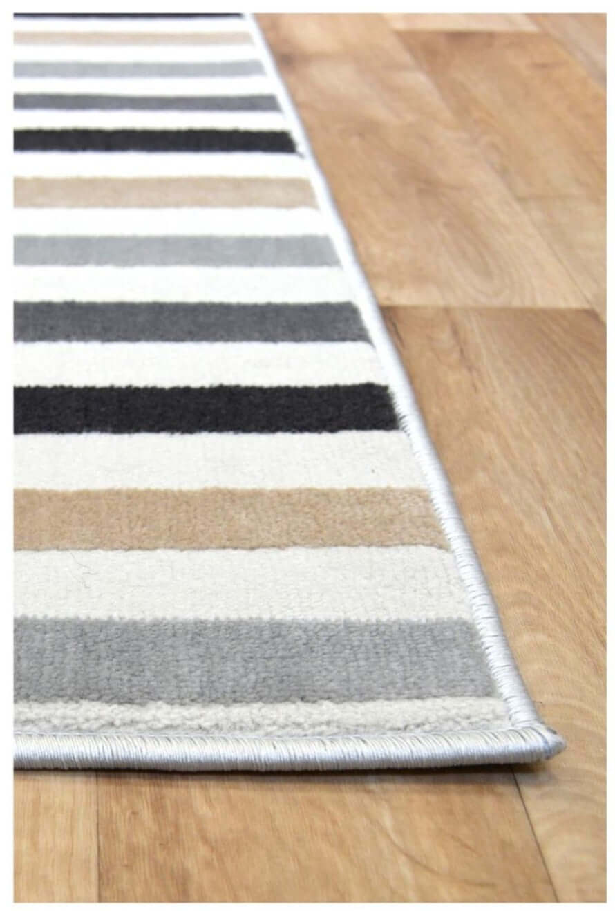 Abstract Multicolour Stripe Polyester Modern Rug