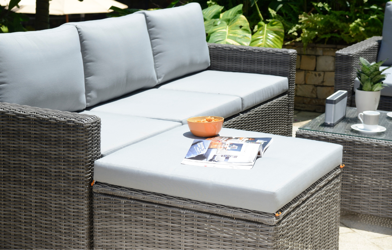 Marbella Grey 5 Seat Chaise Garden Sofa & Armchair Lounge Set