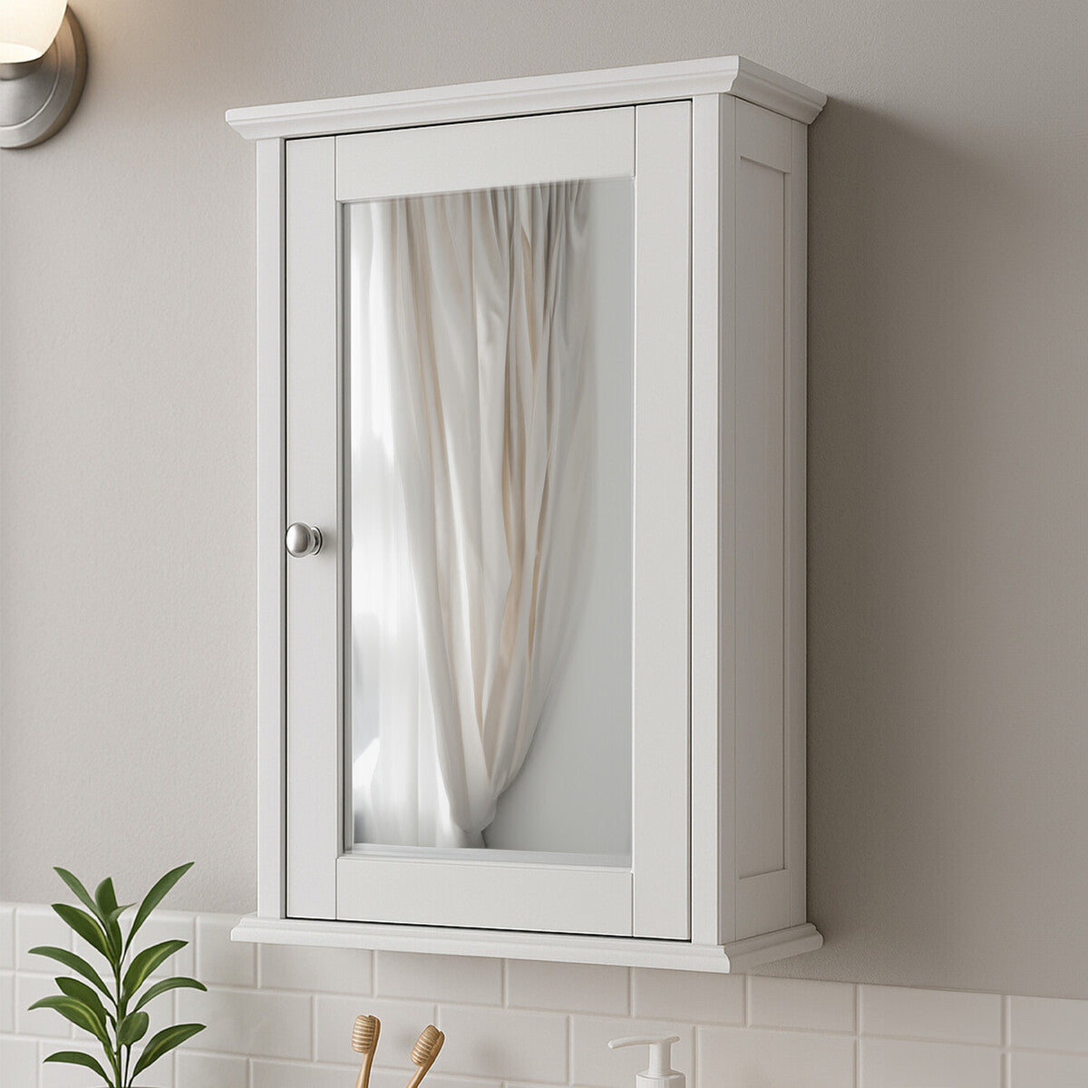 Portland Mirrored Natural Contemporary Cabinet