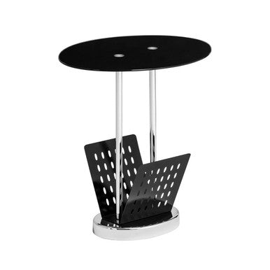 Adam Black Glass Side Table With Magazine Rack