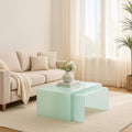 Nest Of 2 Aqua Green Curved Glass Coffee Tables, Cascade