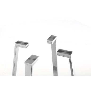 Clear Glass Square Dining Table With Silver Metal Base, Metropolitan