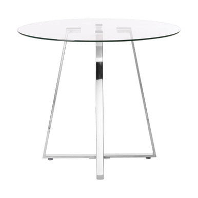 Silver Round Glass Top & Steel Frame Dining Table, Metropolitan