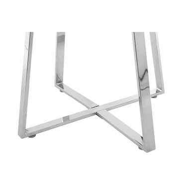 Silver Round Glass Top & Steel Frame Dining Table, Metropolitan