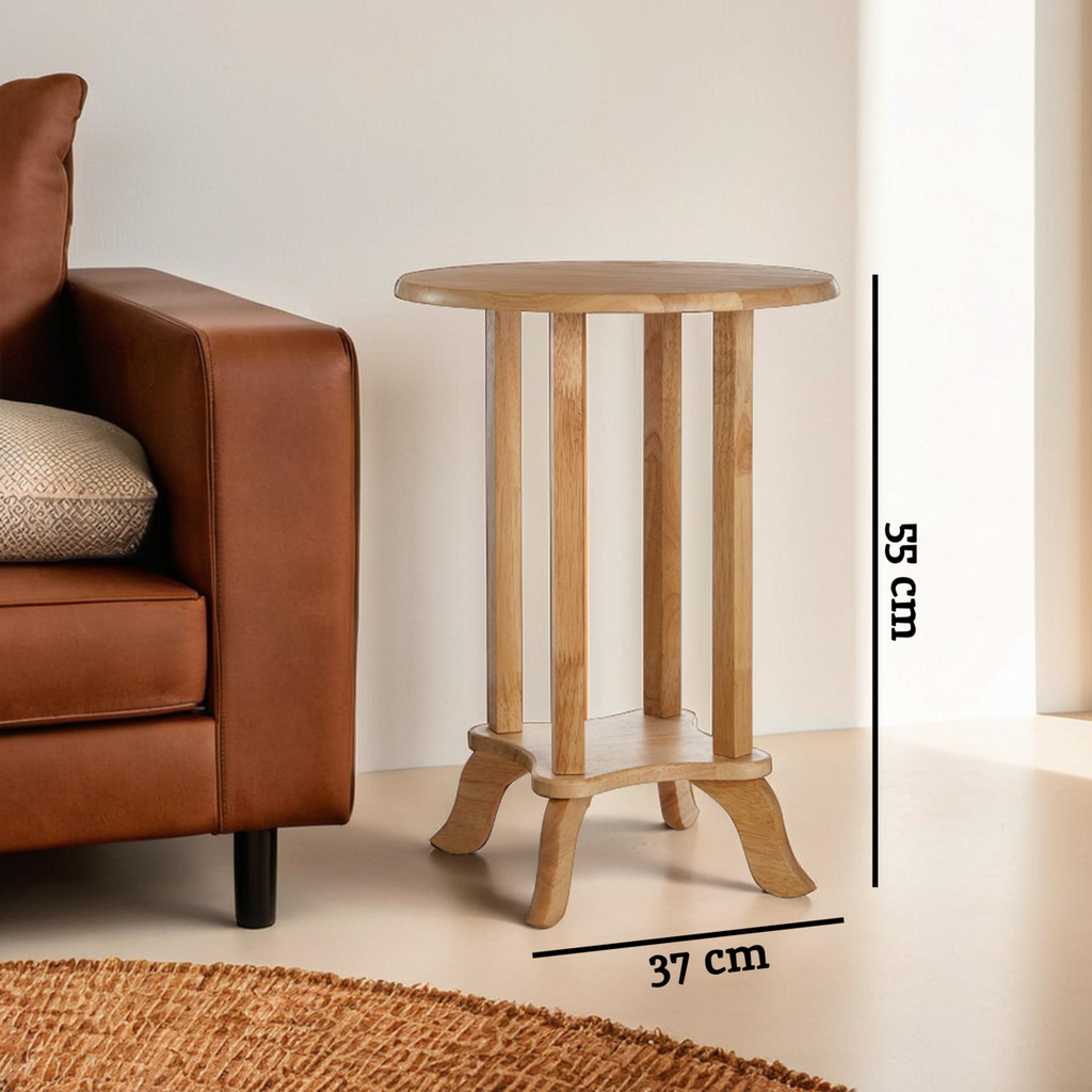 Heva Round Tropical Hevea Wood Side Table