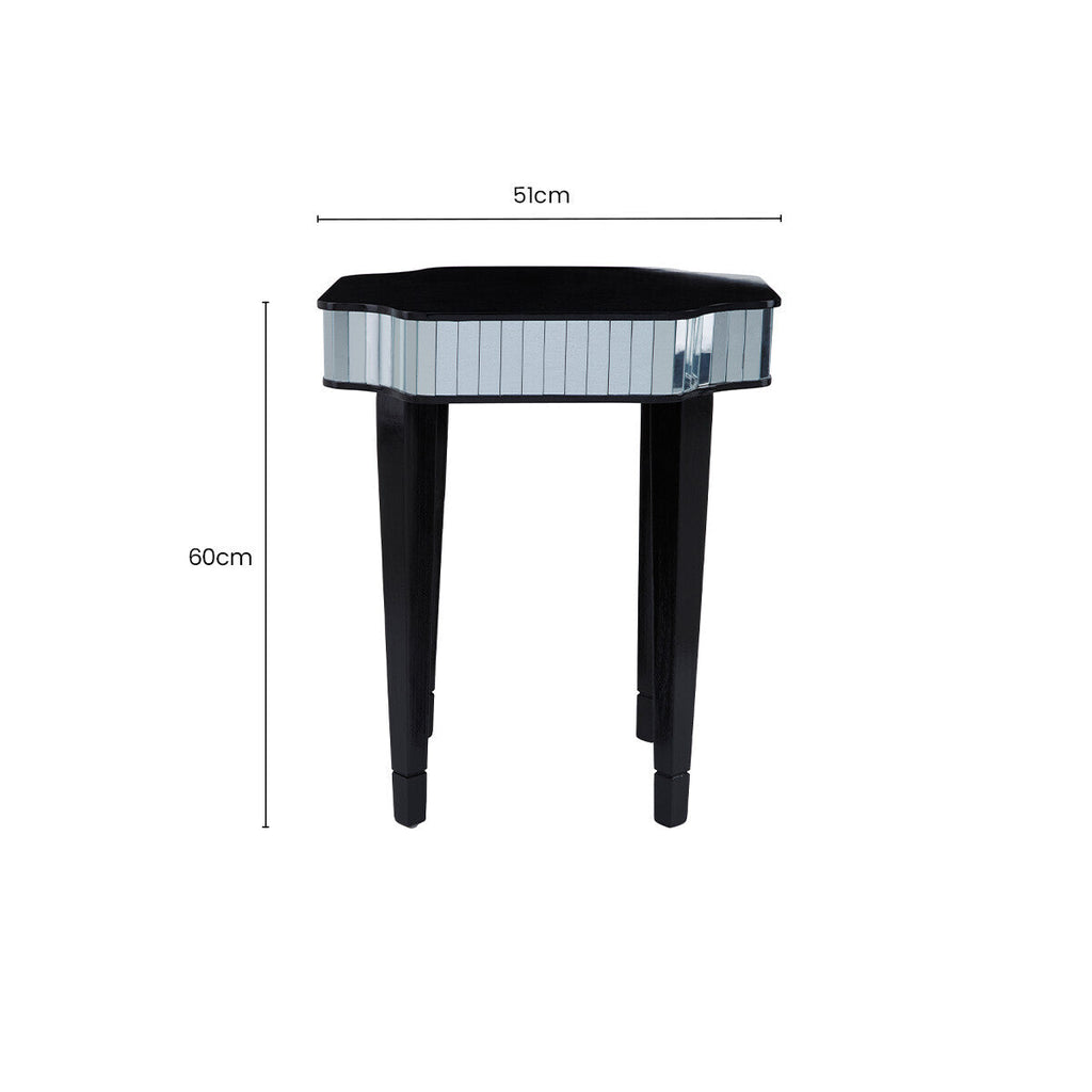 Clavier Black & Mirror Side Table