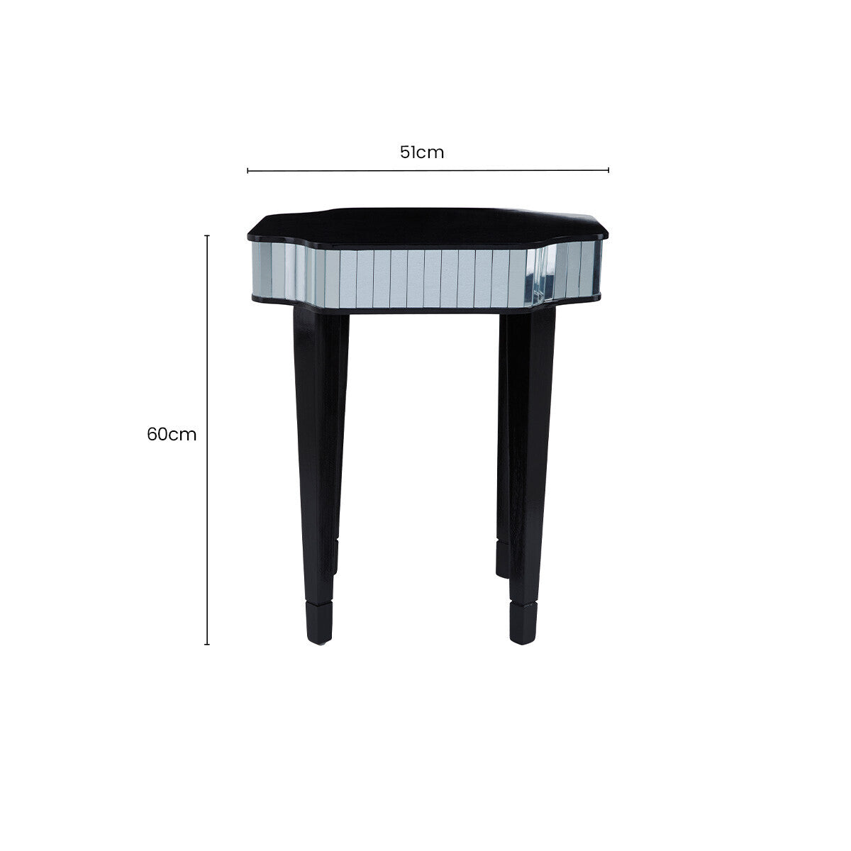 Clavier Black & Mirror Side Table